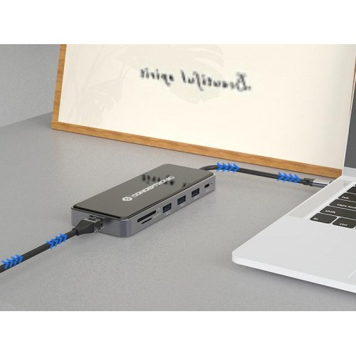 Conceptronic DONN14G USB-C dockingstation - 2× HDMI, 3× USB 3.2, Gigabit LAN, 100 W PD - Grå