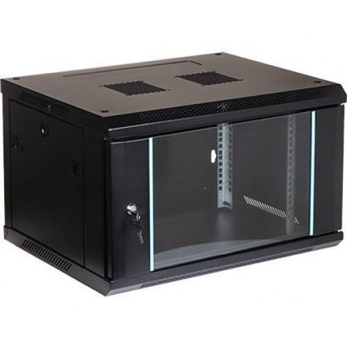 Vægmonteret rackskab 19" 6U - 450 mm dyb, blå detaljer (EPRADO-R19-6U/450-BLUE)