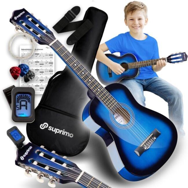 Klassisk børneguitar 1/4 - blueburst startsæt med taske og tuner billede