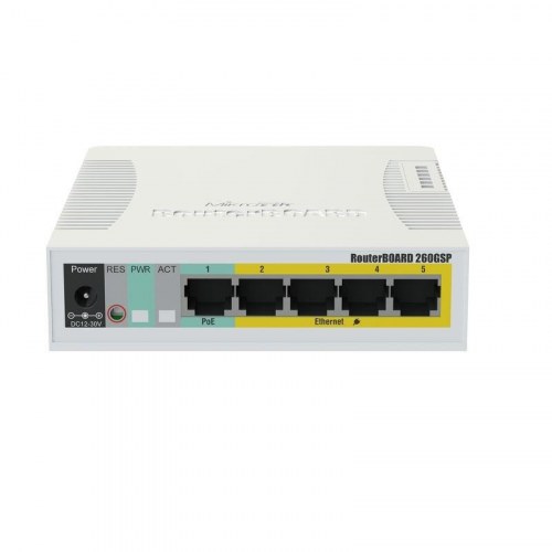 MikroTik RB260GSP (CSS106-1G-4P-1S) - Managed Gigabit switch med PoE, hvid