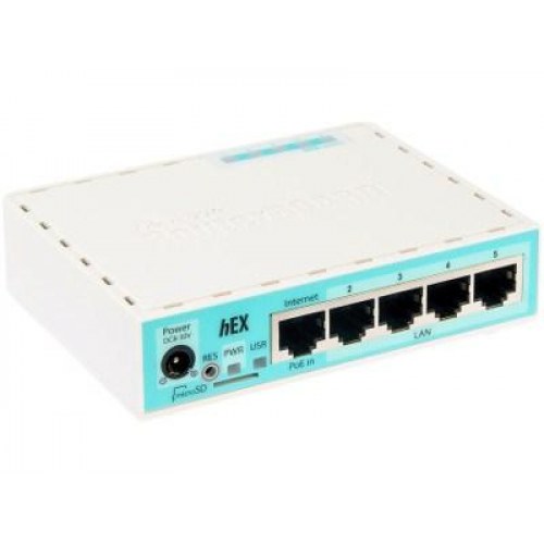 MikroTik hEX RB750Gr3 gigabit router - turkis/hvid