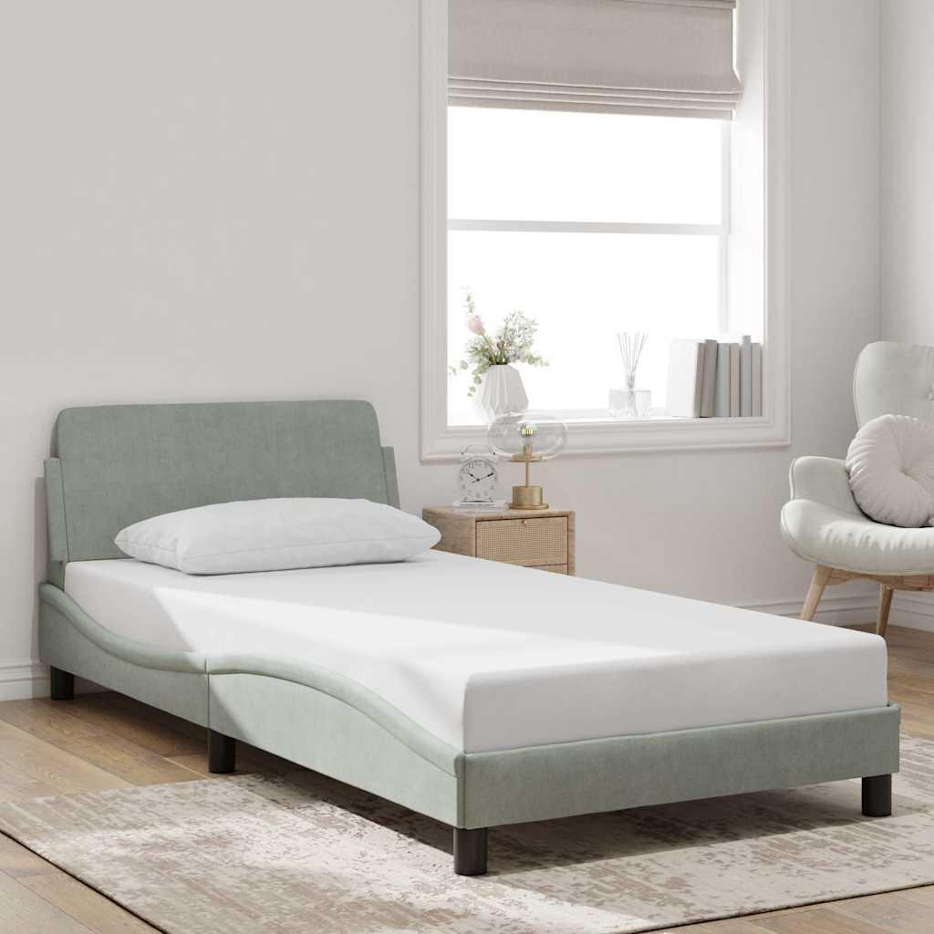 Sengeramme Dover 100x203 cm i velour - lysegrå billede