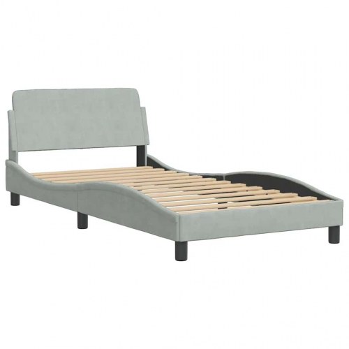 Sengeramme Dover 100x203 cm i velour - lysegrå
