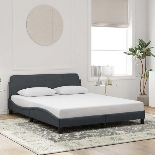 Sengeramme Dover 152×203 cm i fløjl - mørkegrå