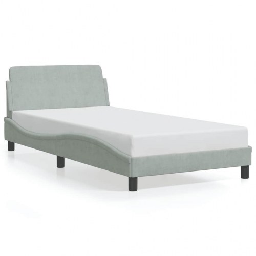Sengeramme Dover 100x190 cm i velour - lysegrå