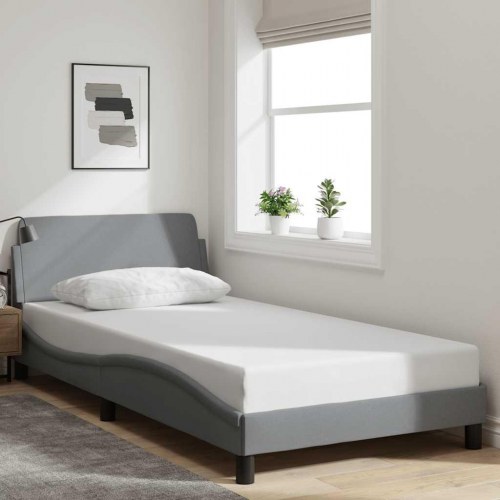 Sengeramme Dover 100×190 cm i stof - lysegrå enkeltseng med sengegavl