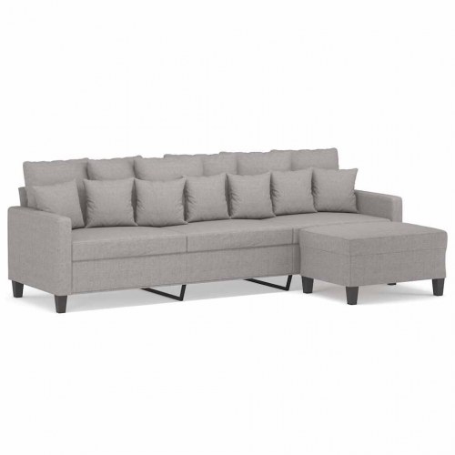 3-personers sofa med chaiselong/fodskammel - 228 cm stof, lysegrå