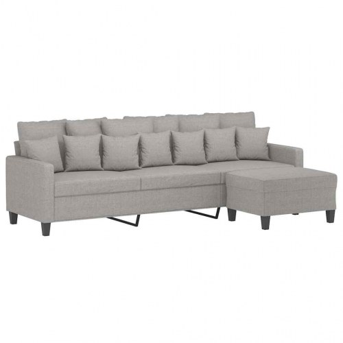3-personers sofa med chaiselong/fodskammel - 228 cm stof, lysegrå