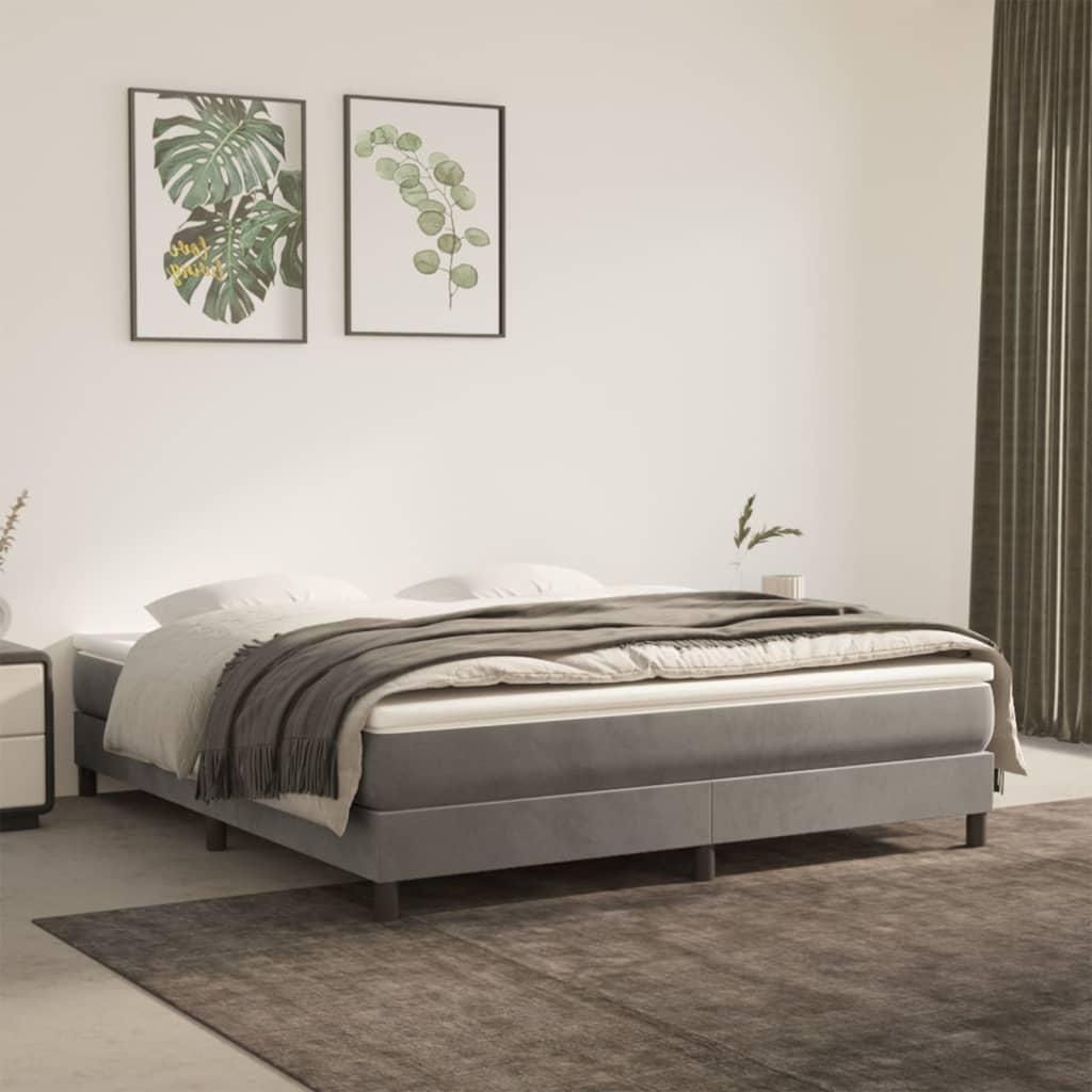 Springmadras med pocketfjedre - medium 152×203×20 cm, fløjl lysegrå