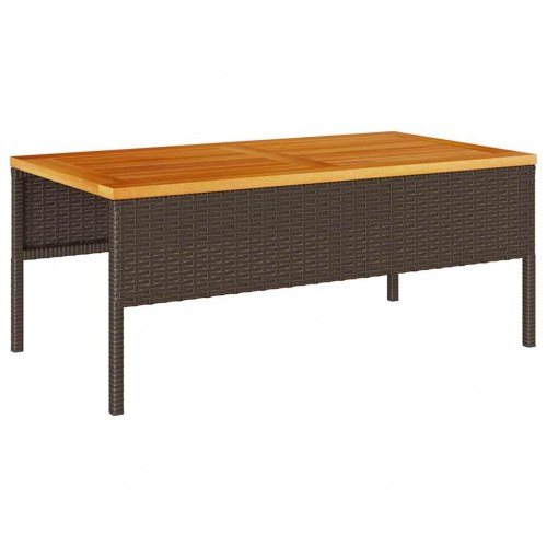 Havesofa-sæt i brun/rød polyrattan - 6 dele med puder