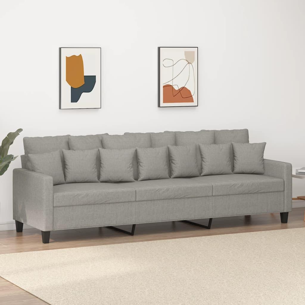 3-personers sofa i stof - 210 cm, lysegrå