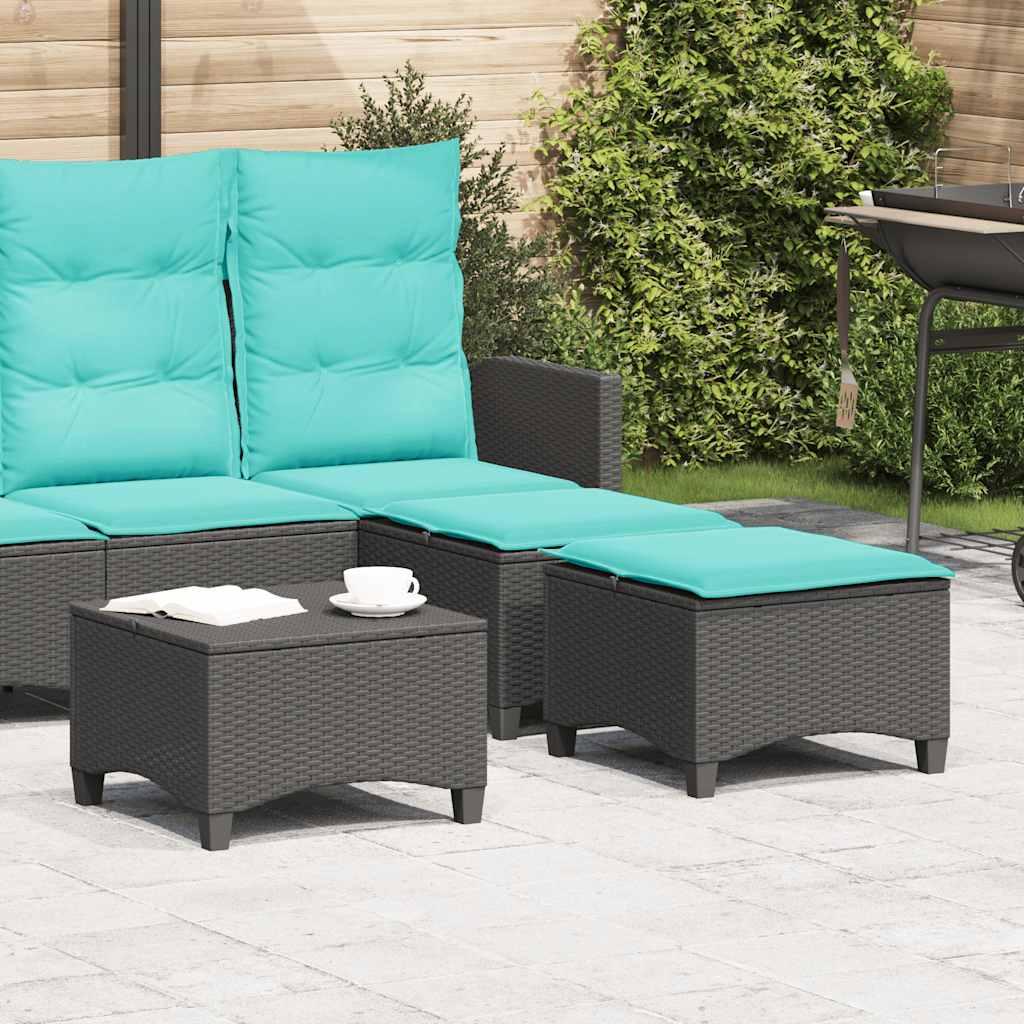 Haveskamler med hynder, 2 stk., polyrattan - sort, 55 × 55 × 36 cm billede