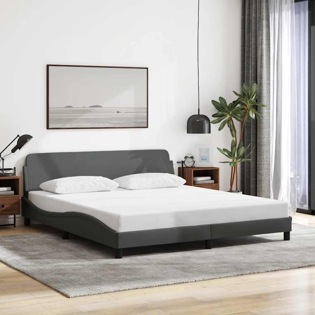 Sengeramme Dover 152×203 cm i stof - mørkegrå med sengegavl billede