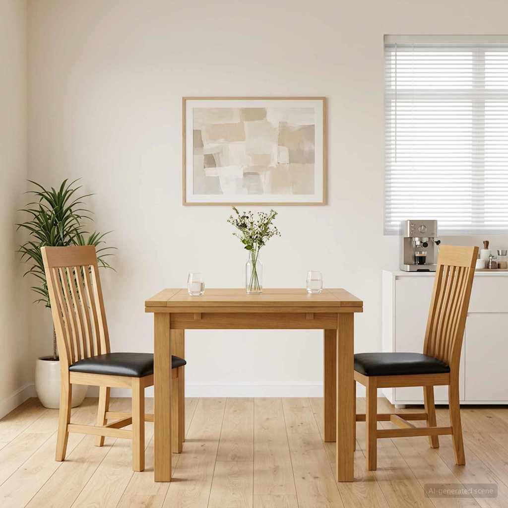 Spisestuestole i massivt egetræ - 2 stk, sort sæde, 45 × 59,5 × 100 cm billede