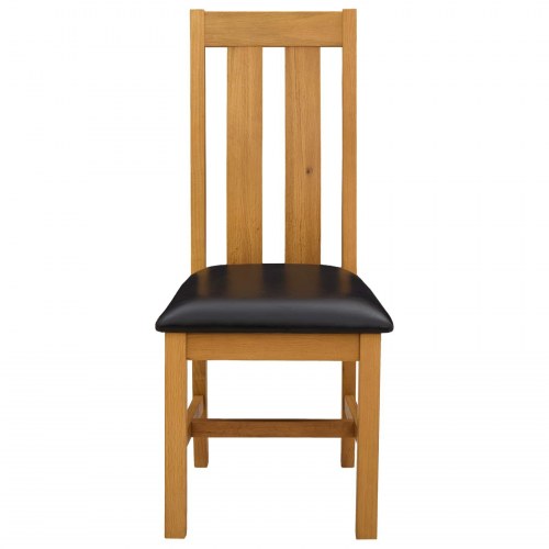 Spisestuestole 2 stk i massivt egetræ - sort sæde, 45 × 54 × 100 cm