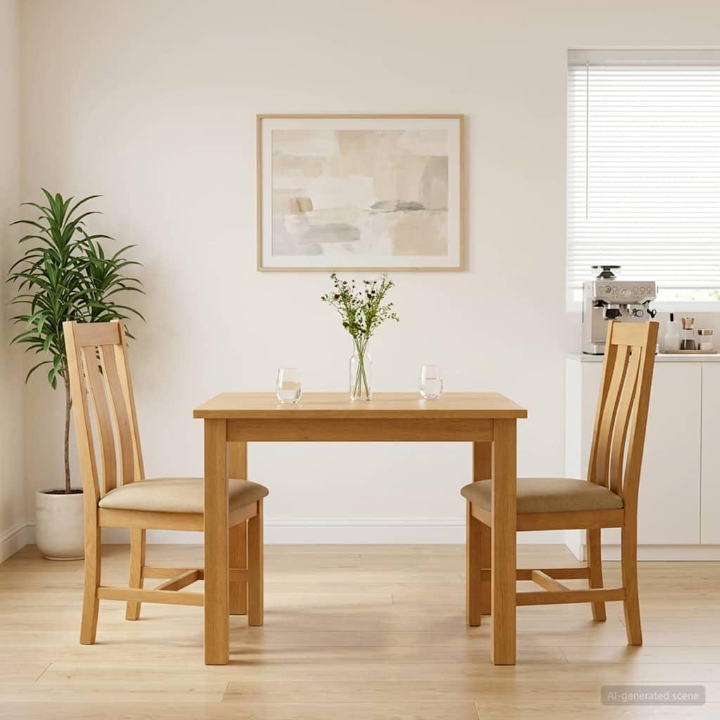 Spisestuestole 2 stk - massivt egetræ, beige polstring 45 × 54 × 100 cm billede