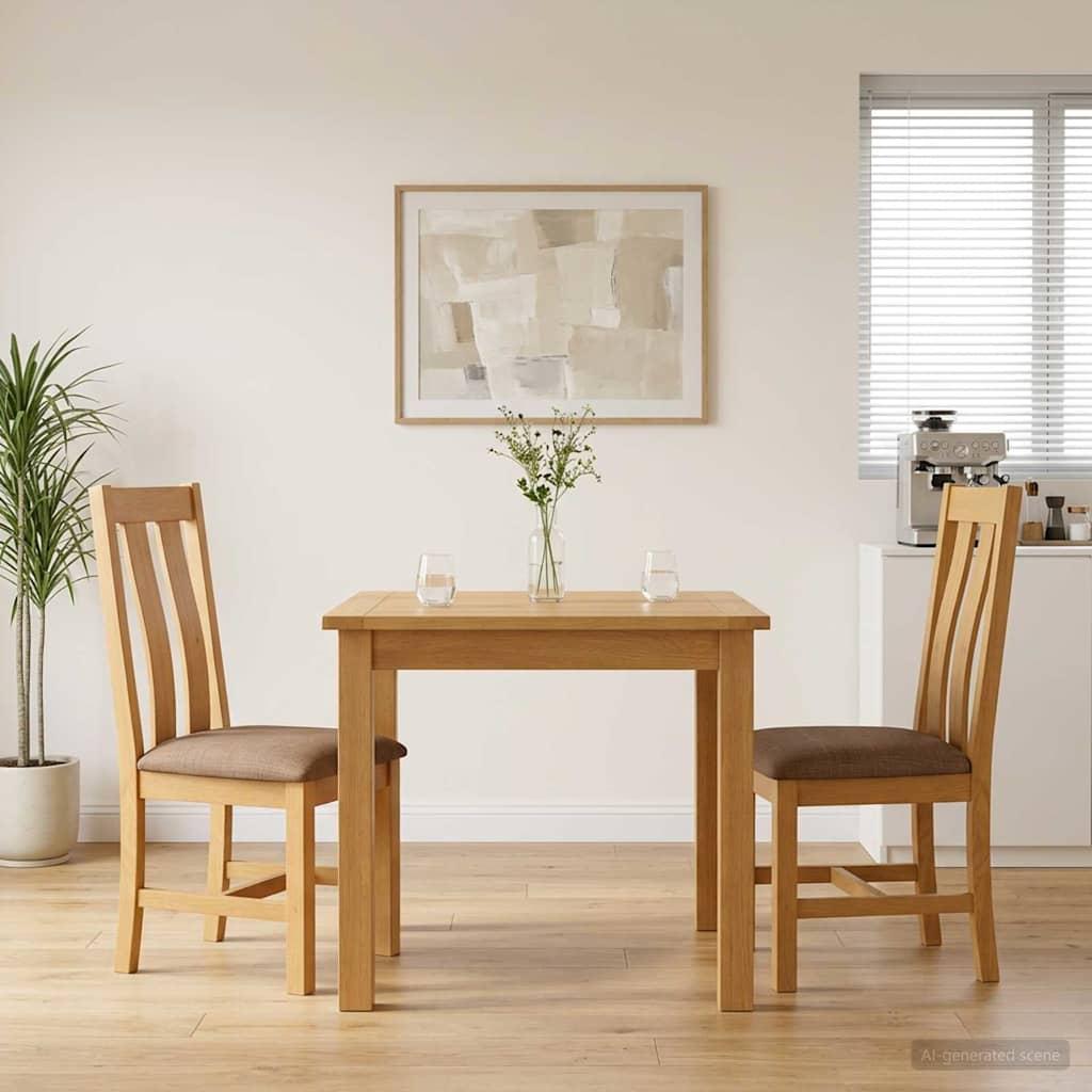 Spisestuestole 2 stk - massivt egetræ med grå sæde, 45 × 54 × 100 cm billede