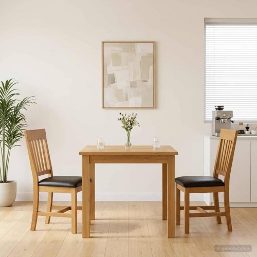 Spisebordsstole 2 stk i massivt egetræ - sort sæde, 45 × 59 × 92 cm