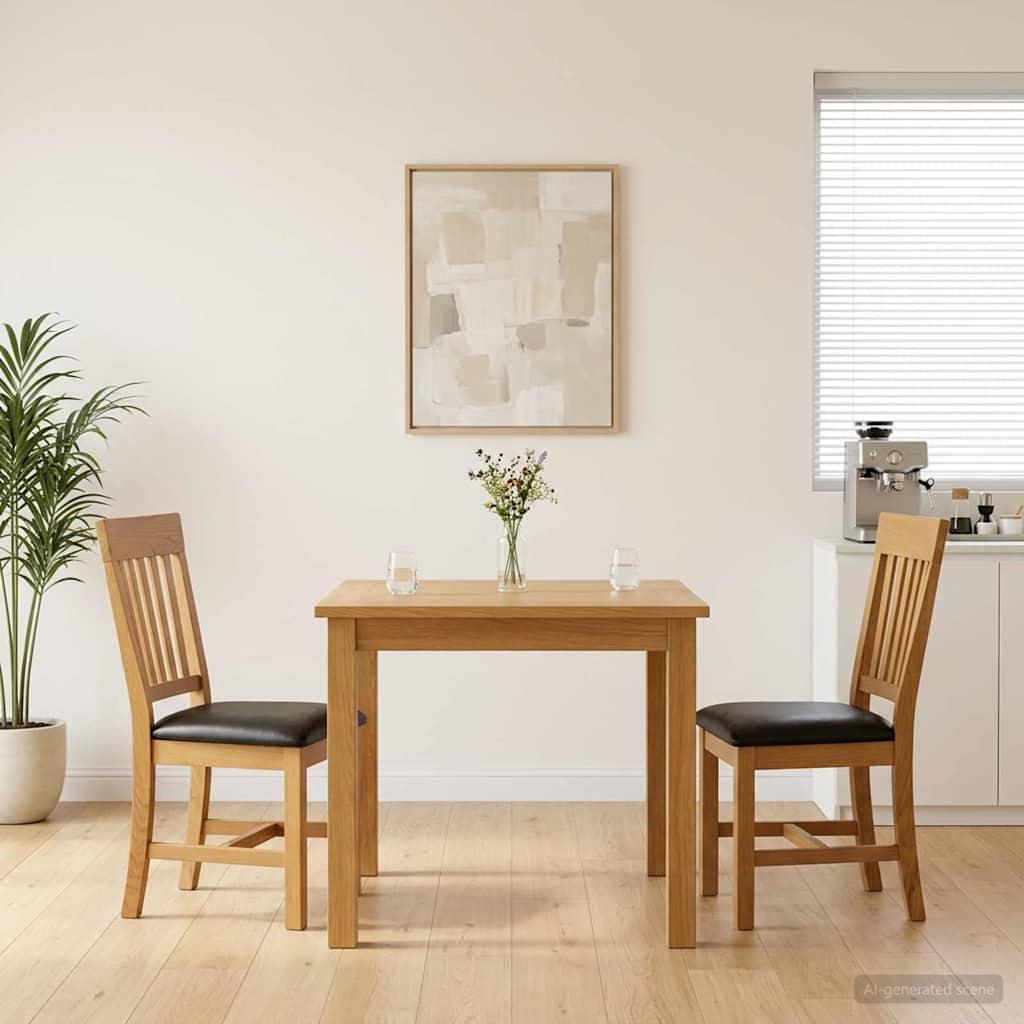 Spisebordsstole 2 stk i massivt egetræ - sort sæde, 45 × 59 × 92 cm billede