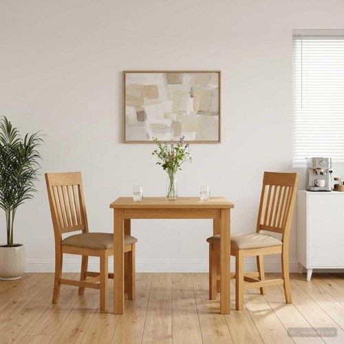 Spisestuestole 2 stk i massivt egetræ - beige polstring, 45 × 59 × 92 cm