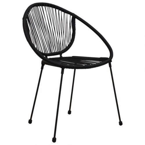 Udendørs spisebordssæt i PVC-rattan - 3 dele, sort