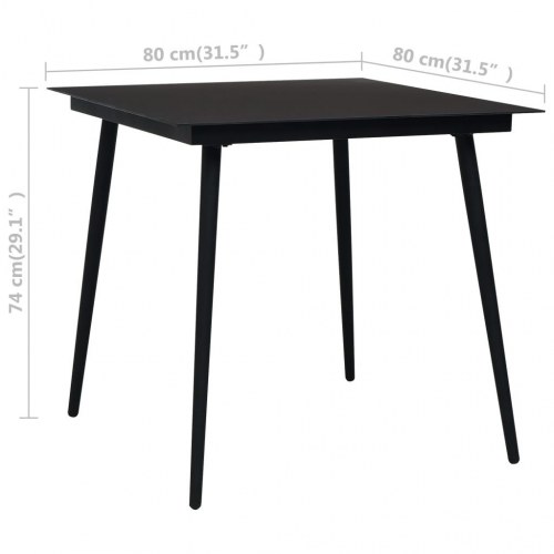 Udendørs spisebordssæt i PVC-rattan - 3 dele, sort