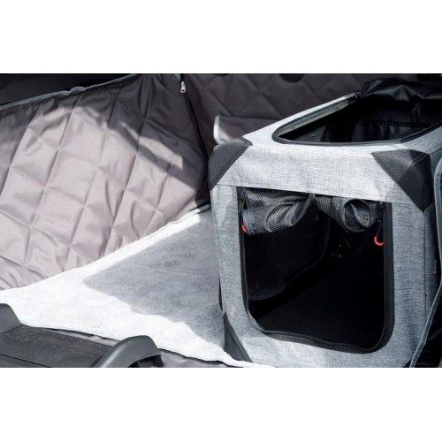 ZOLUX Nomad S transporttaske i stof til hund og kat - 42 × 60 × 42 cm, grå/sort