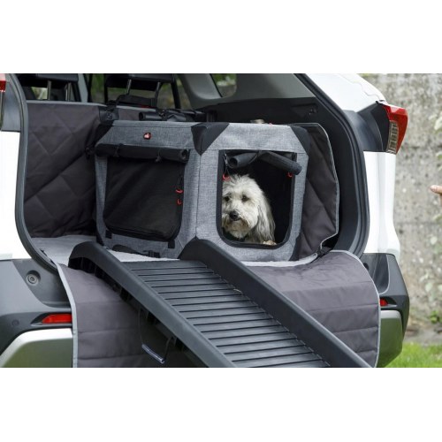 ZOLUX Nomad S transporttaske i stof til hund og kat - 42 × 60 × 42 cm, grå/sort