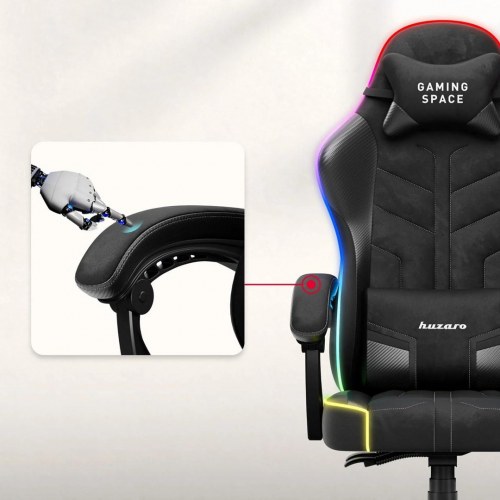 Huzaro Force 2.7 RGB - sort gamerstol med velour og USB