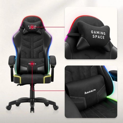 Huzaro Force 2.7 RGB - sort gamerstol med velour og USB