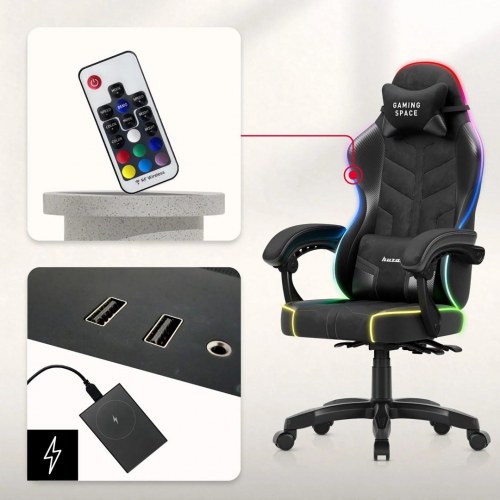 Huzaro Force 2.7 RGB - sort gamerstol med velour og USB