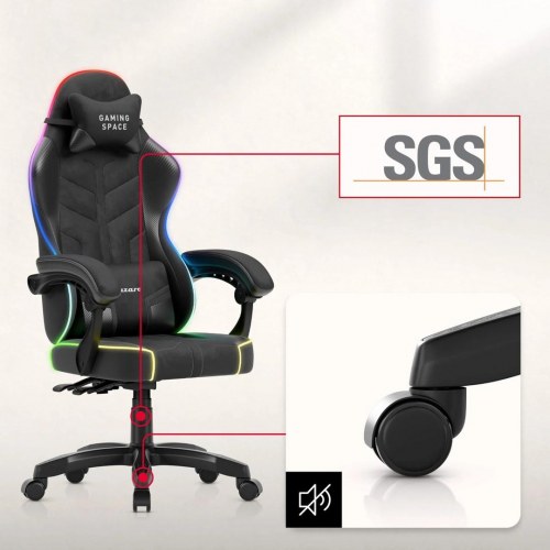 Huzaro Force 2.7 RGB - sort gamerstol med velour og USB
