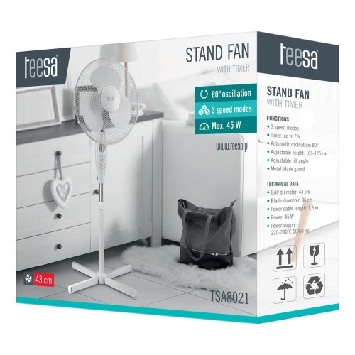 Teesa TSA8021 gulvventilator 36 cm - hvid