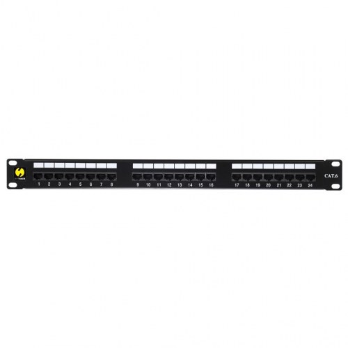 netrack patchpanel 19" - 24 porte Cat 6 UTP med kabelhylde