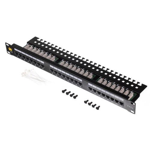 netrack patchpanel 19" - 24 porte Cat 6 UTP med kabelhylde