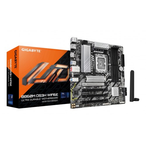 Gigabyte B860M DS3H WIFI6E bundkort - LGA 1851, DDR5 op til 9.066 MHz, PCIe 5.0 M.2, 2,5 GbE, Wi‑Fi 6E