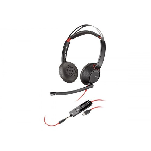Plantronics Poly Blackwire 5220 kablet headset - sort, USB-C + 3,5 mm