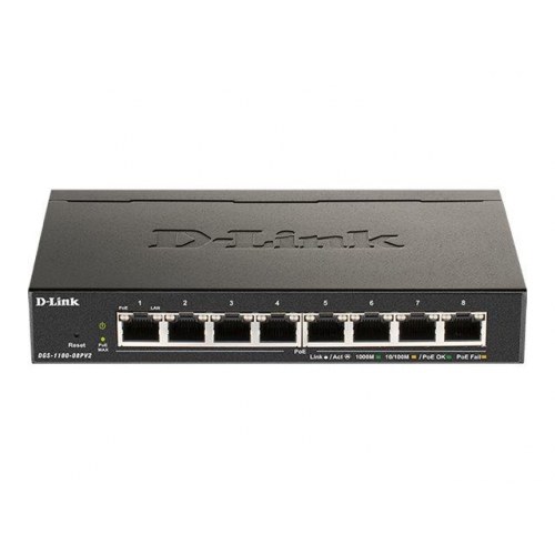 D-Link DGS‑1100-08PV2 - 8‑ports Gigabit PoE smart switch (64 W)