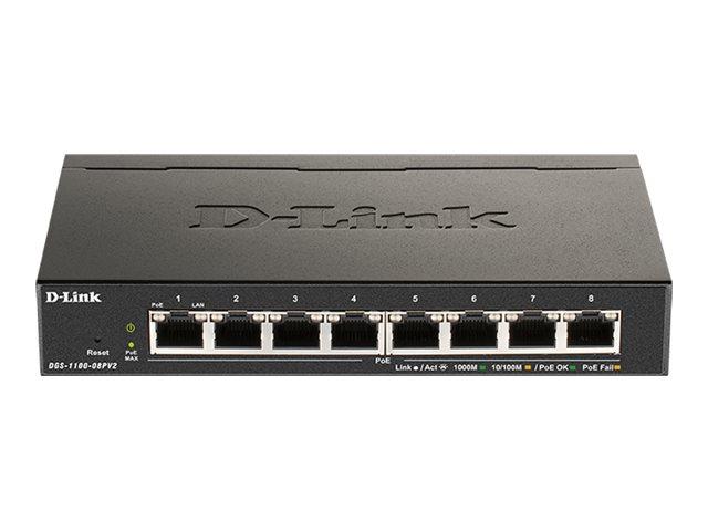 D-Link DGS‑1100-08PV2 - 8‑ports Gigabit PoE smart switch (64 W)