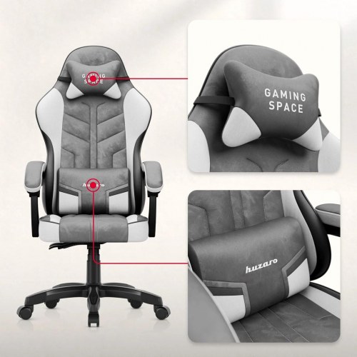 Huzaro Force 2.7 gamer stol - grå/sort velour, ergonomisk