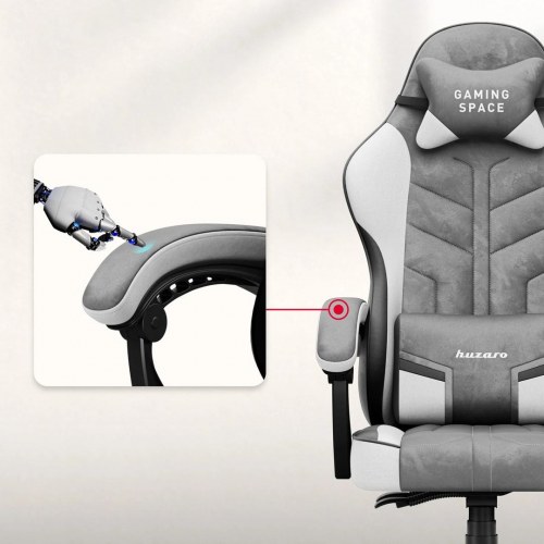 Huzaro Force 2.7 gamer stol - grå/sort velour, ergonomisk