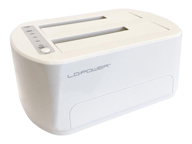 LC-Power LC-DOCK-U3-VI HDD/SSD dockingstation - 2-bay, SATA, USB 3.2 Gen 2x1 - hvid