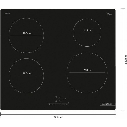 Bosch Serie 4 PUE611BB5E induktionskogeplade 60 cm - sort, indbygning, 4 zoner