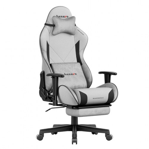 Huzaro Force 5.7 gamerstol - grå velour, 2D armlæn og fodstøtte