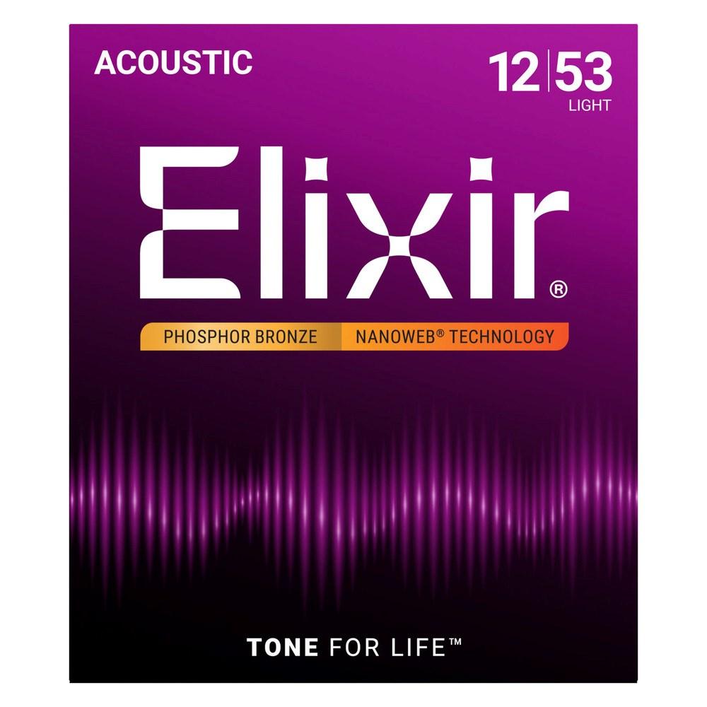 Elixir 16052 Phosphor Bronze Light Nanoweb - akustiske guitarstrenge 12-53