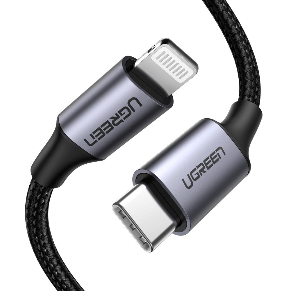 Ugreen 60759 USB-C til Lightning kabel 1 m - sort/sølv