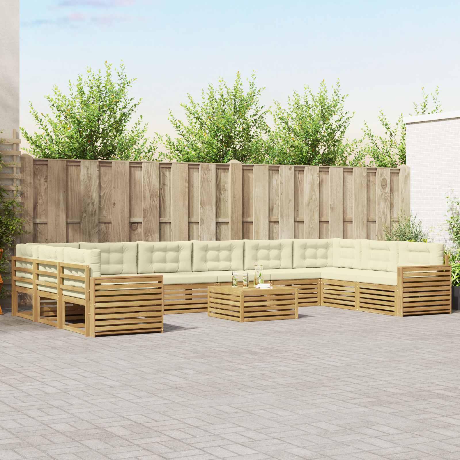 Sofasæt i massivt akacietræ - modulært loungesæt til terrasse og have billede