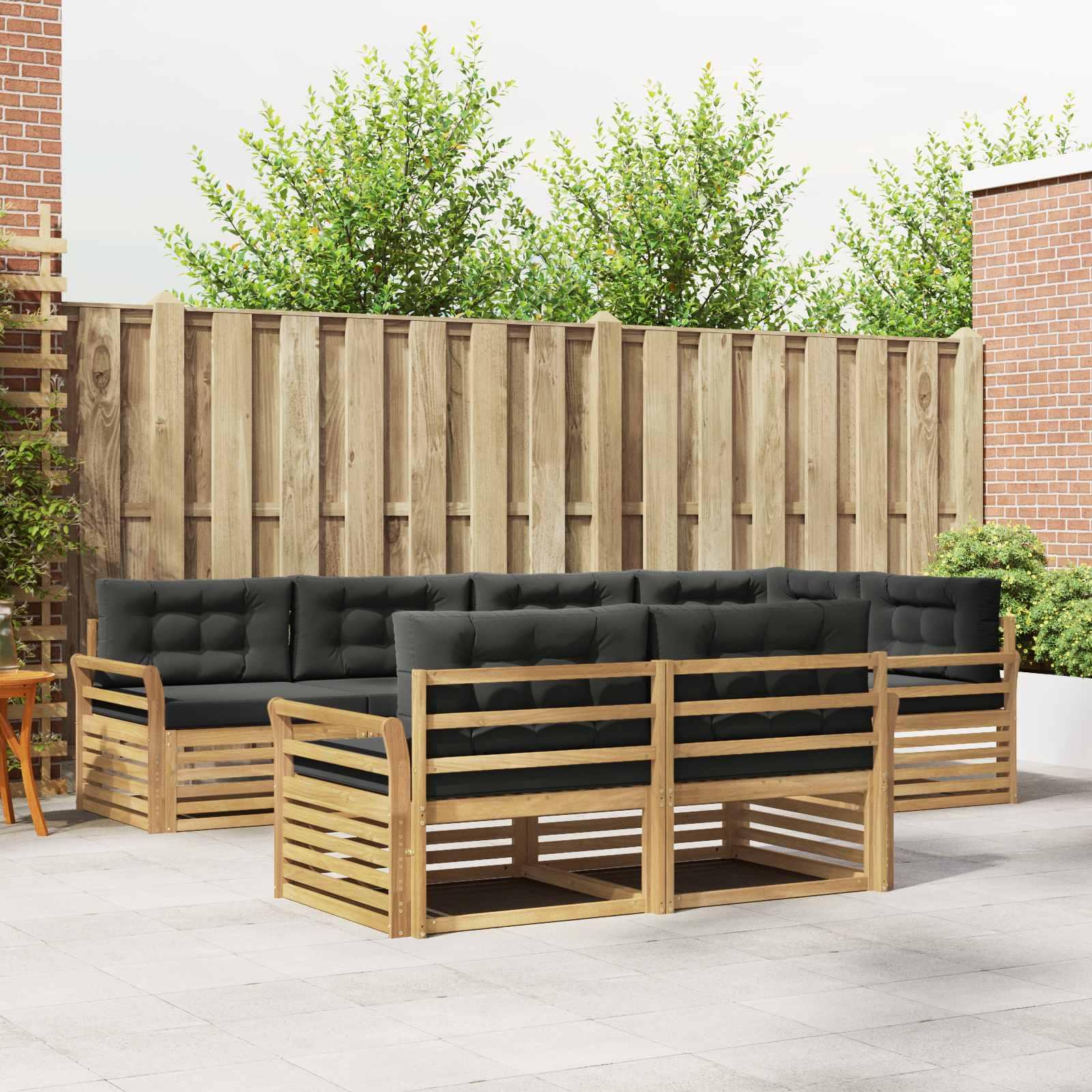 Udendørs sofagruppe - 7-pers. hvid/antracit, modulopbygget 329 × 170,5 × 73 cm