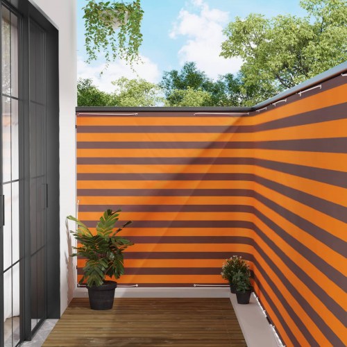 Balkon afskærmning 150 × 500 cm - stof med PU-belægning, stribet orange/brun