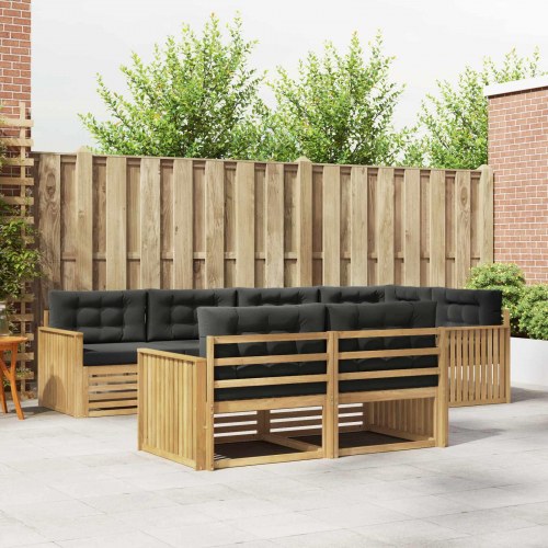 Udendørs sofagruppe - 7-personers loungesæt i akacietræ, hvid/antracit, 327 × 168,5 × 73 cm